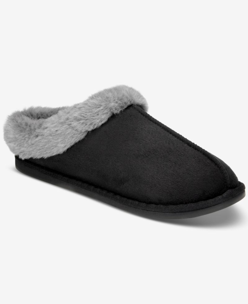 Women's Boxed Faux-Fur-Collar Clog Slippers