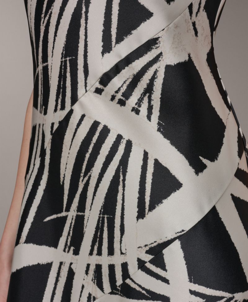 Women's Cowl Neck High-Low Sleeveless Printed A-Line Dress