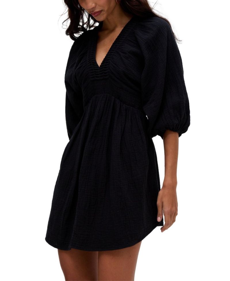 Women's Soipoi Ruched V-Neck Midi Dress