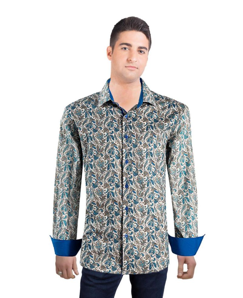 Men's Slim Fit Paisley Sport Button-Down Shirt