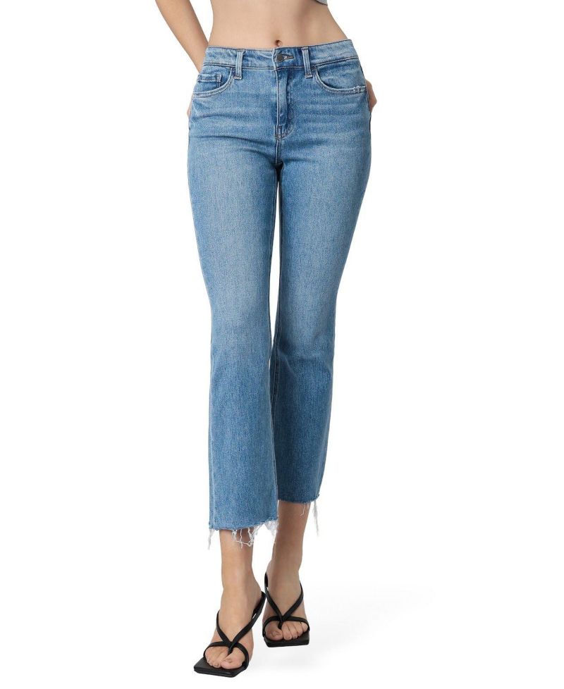 Women's High Rise Distressed Hem Kick Flare Jeans
