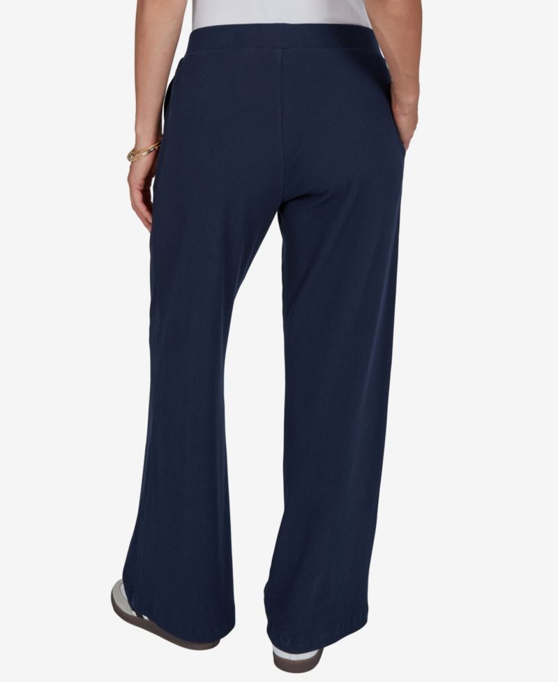 Petite Wide-Leg Pull-On Ribbed Pants