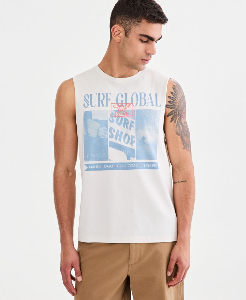 Men's Cotton Surf Global Graphic Tank Top