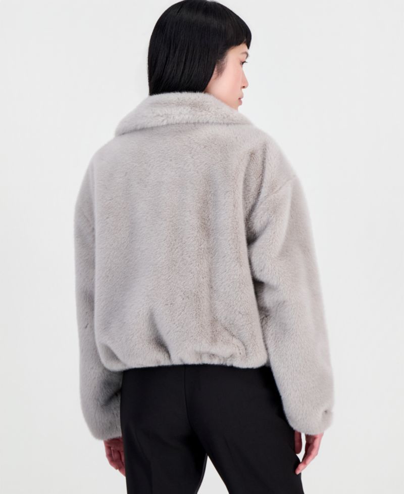 Women's Collared Faux-Fur Bomber Coat