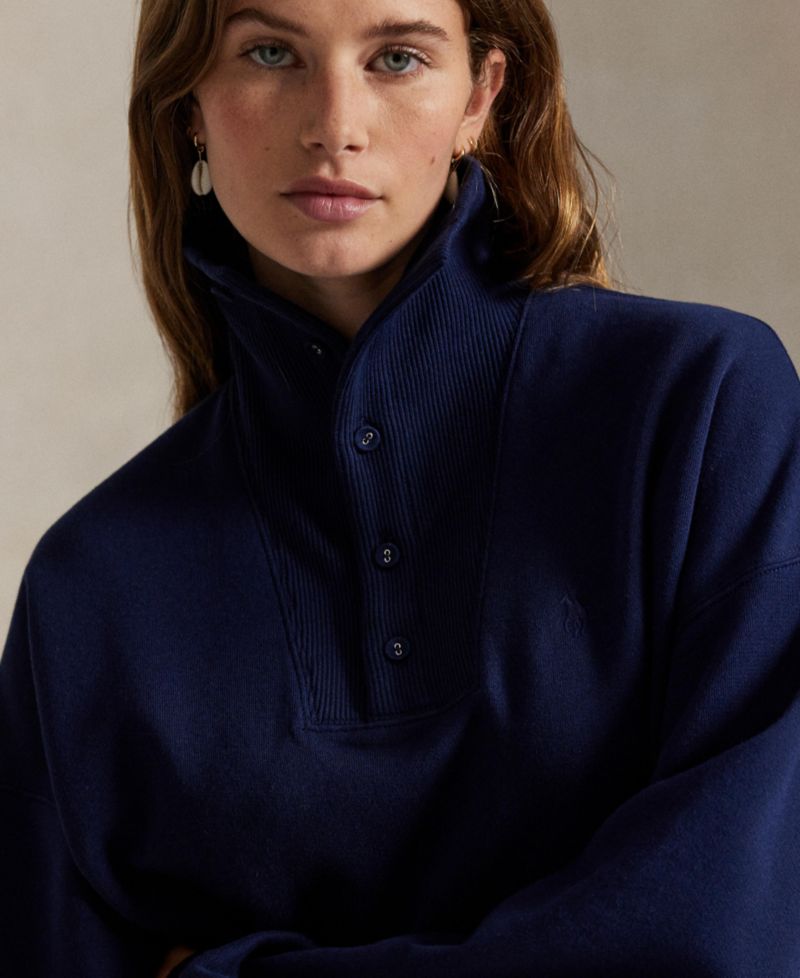 Women's Arctic Ribbed Mock Neck Long-Sleeve Fleece Pullover Sweatshirt
