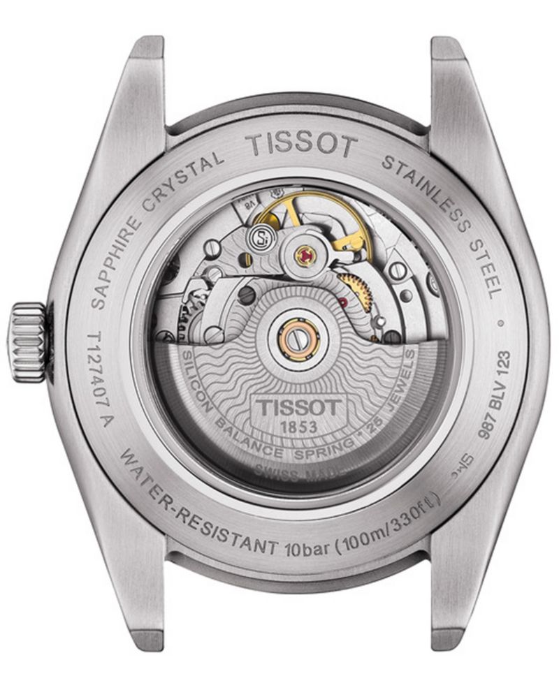 Men's Swiss Automatic T-Classic Gentleman Powermatic 80 Silicium Stainless Steel Bracelet Watch 40mm