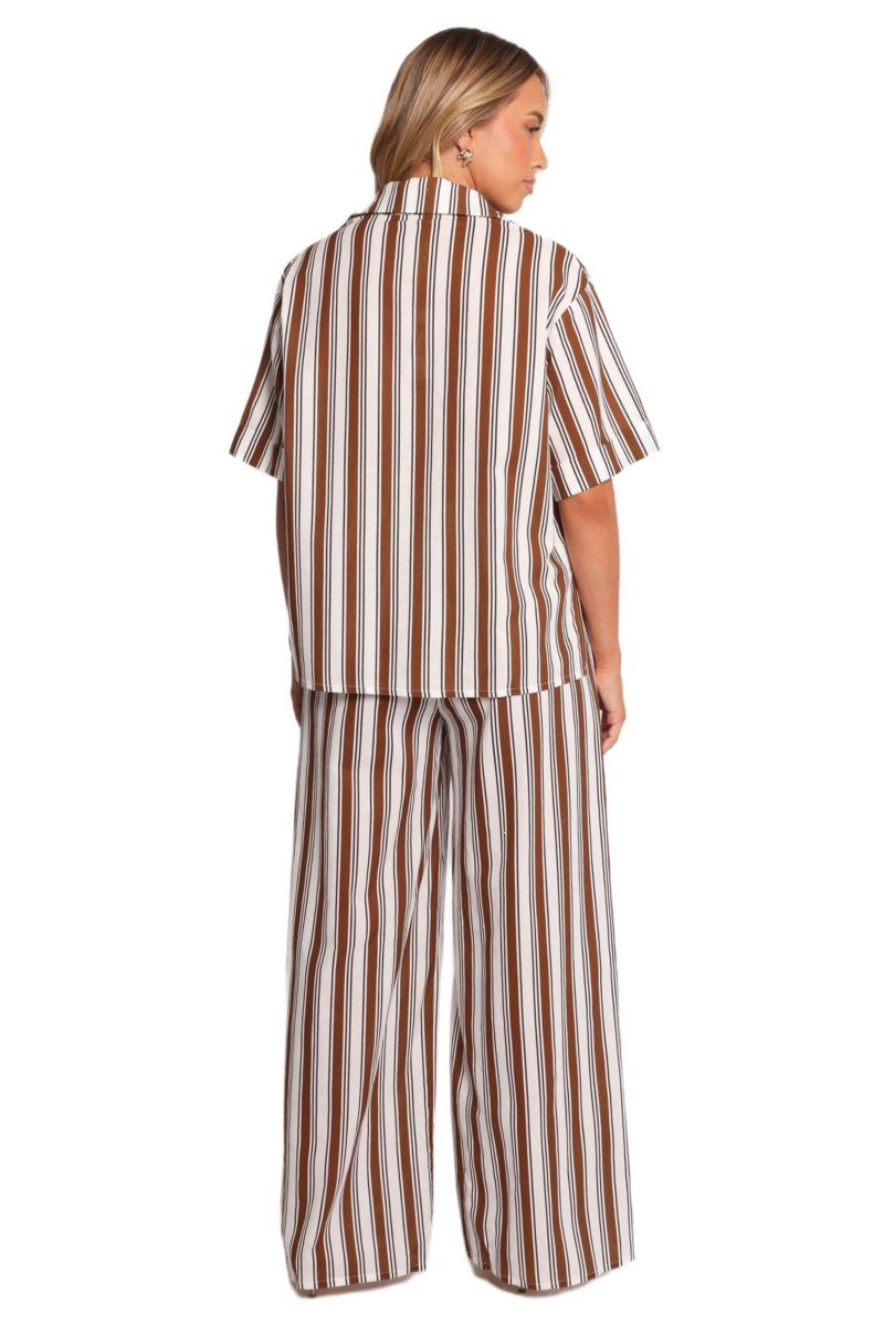 Women's Thalia Wide Leg Pant - Chocolate Stripe