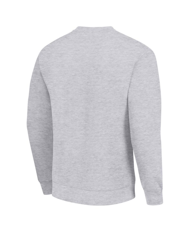Men's Heather Gray Minnesota Vikings Team Mesh Print Graphic Pullover Sweatshirt
