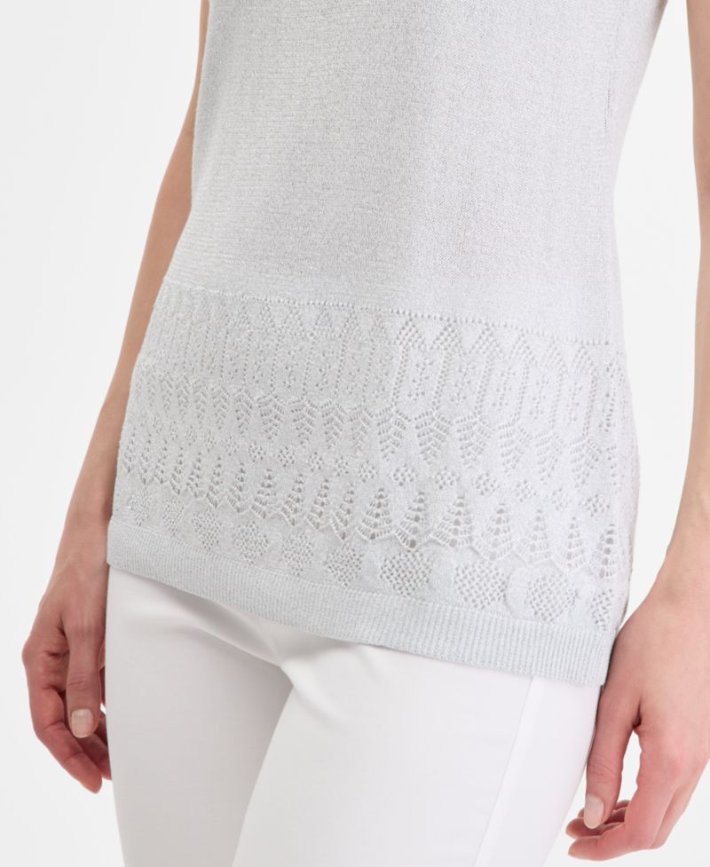Women's Metallic Pointelle Sweater Tank Top