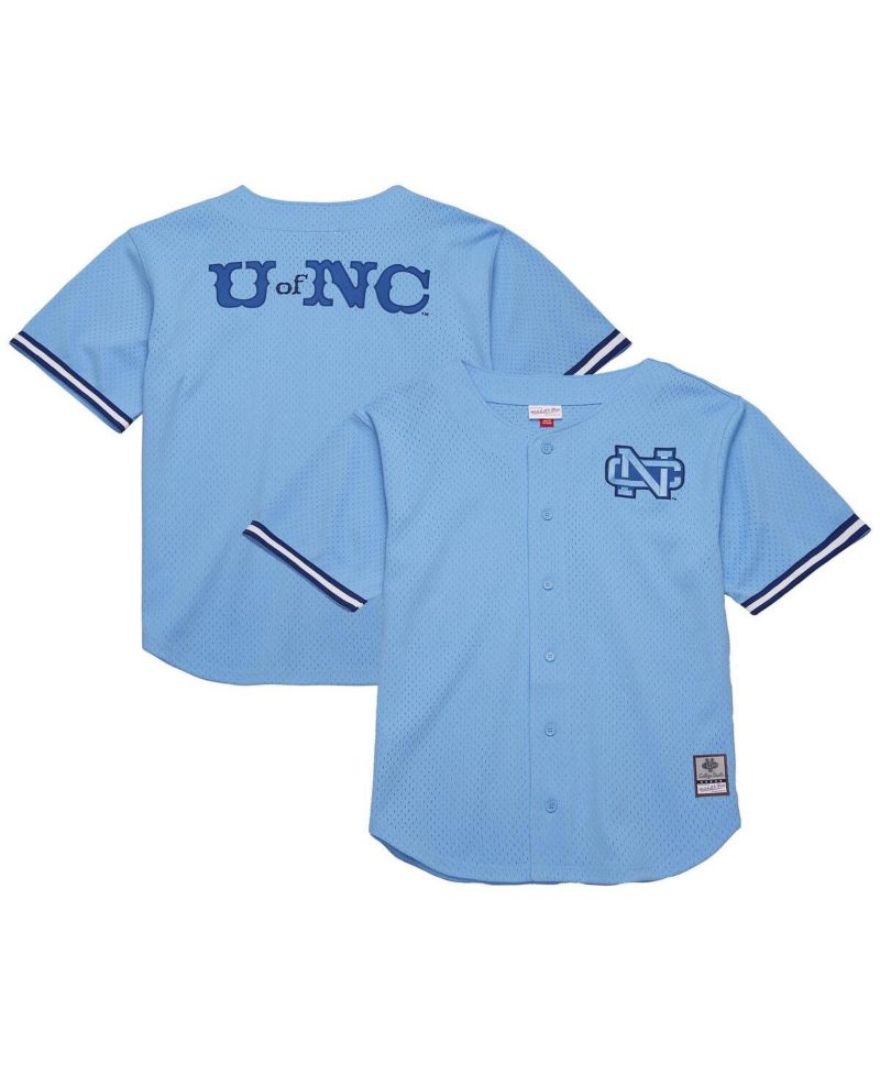 Men's Carolina Blue North Carolina Tar Heels Game Time Vintage Mesh Button Front Jersey
