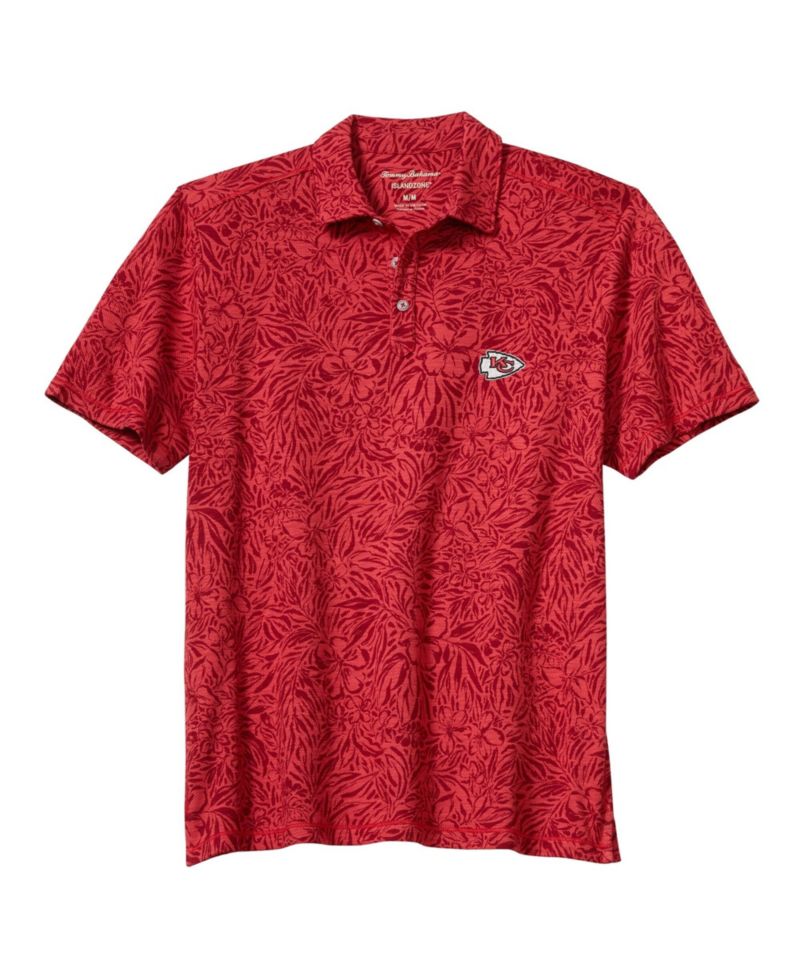 Men's Red Kansas City Chiefs IslandZone Wild Hibiscus Tri-Blend Polo Shirt