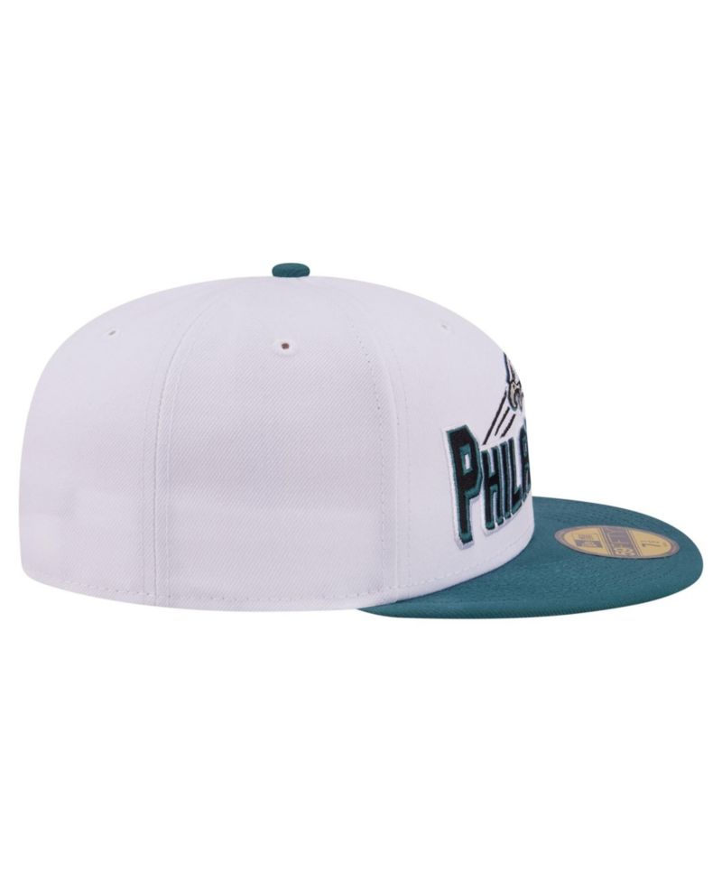 Men's White/Midnight Green Philadelphia Eagles Retro Swoop 59FIFTY Fitted Hat