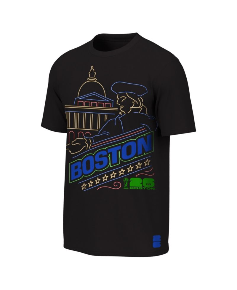 Big Boys and Girls Black FIFA World Cup 2026 Boston Neon City Night T-Shirt