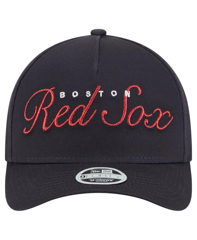 Women's Navy Boston Red Sox Metallic A-Frame 9FORTY Adjustable Hat