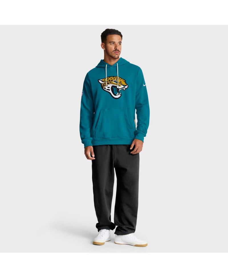 Men's Teal Jacksonville Jaguars Sideline Initial Home Performance Pullover Hoodie