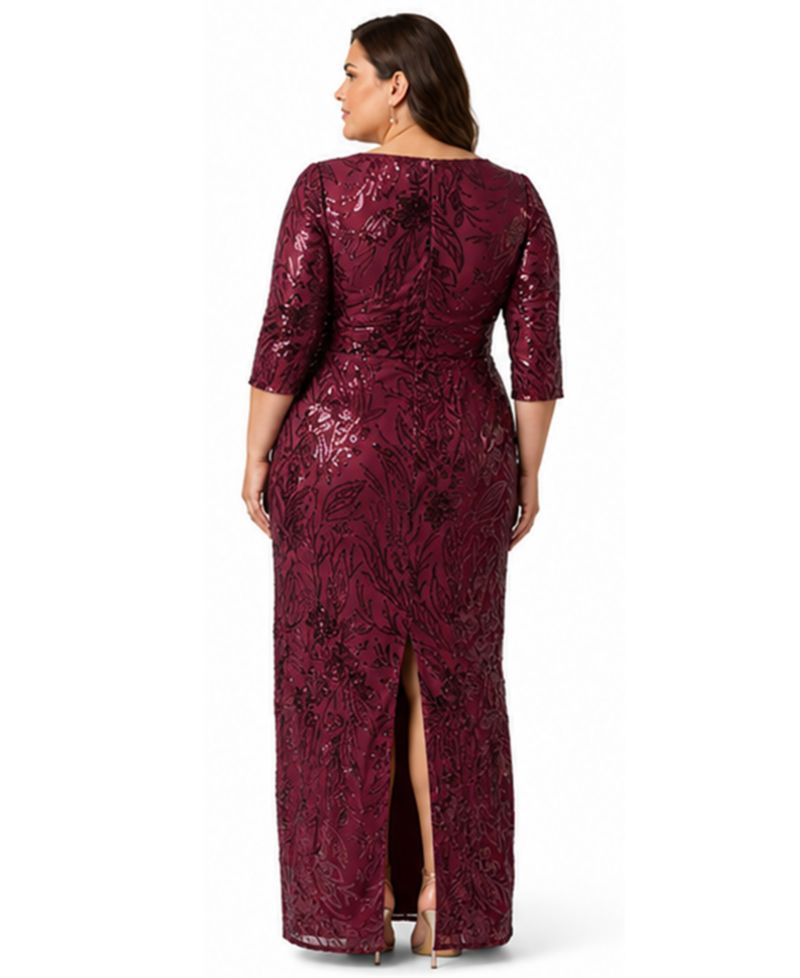 Plus Size V-Neck Column Gown