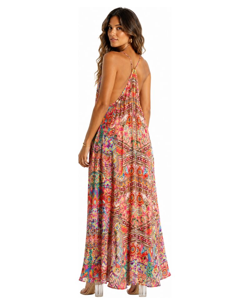 Women's Halter Plunging V-Neck High-Low Maxi Dress