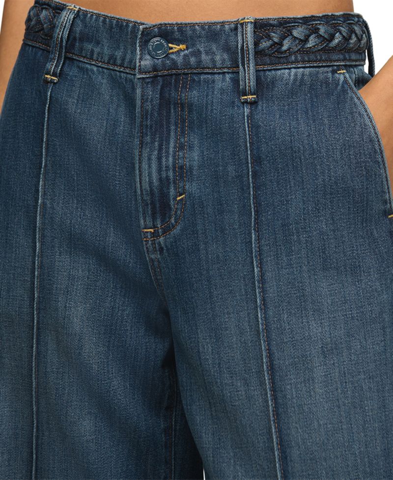 Women's High-Waisted Braided Wide-Leg Jeans