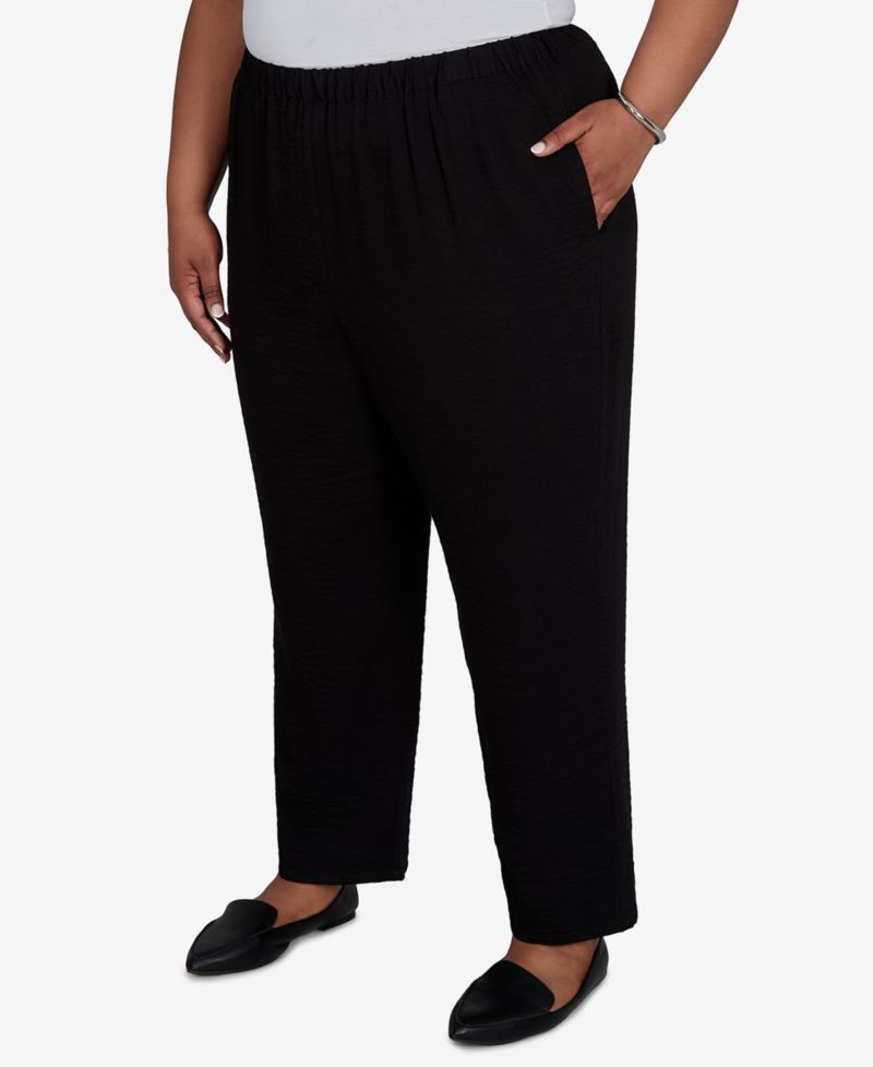 Plus Size Travel Advisory Pull-On Ankle Crinkle-Texture Pants