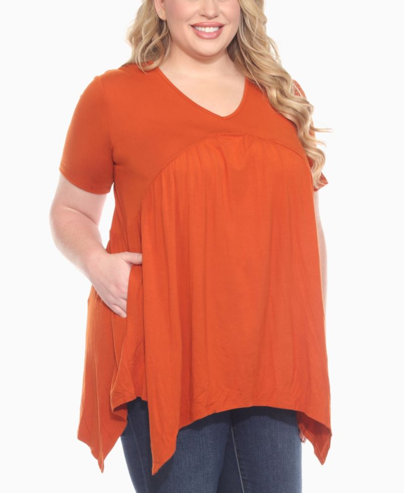 Plus Size Short Sleeve Shirred Front Knit Top