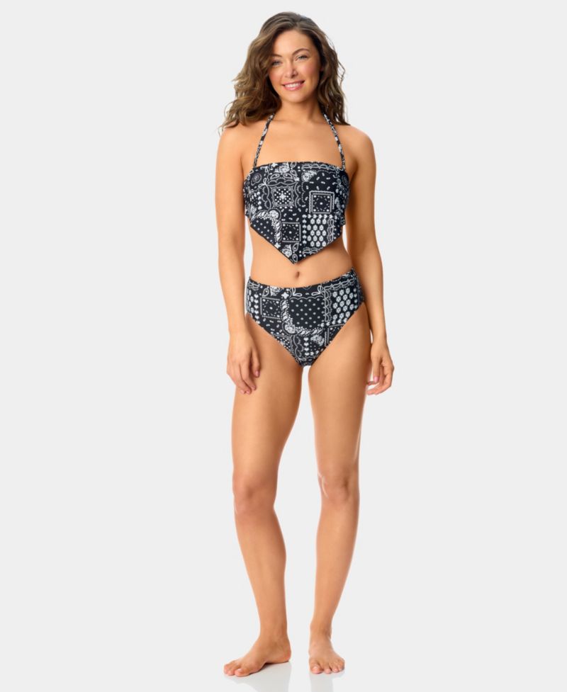 Women's Bandana Print Bandeau Neck Swim Bikini Top