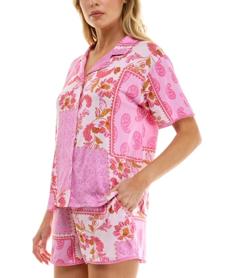 Women's Pasha Paisley Patchwork Top & Shorts, 2-Piece Set