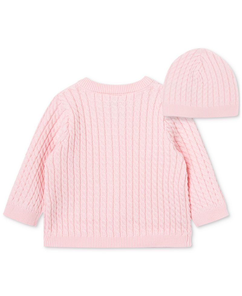 Baby Cotton Cable-Knit Cardigan & Matching Hat, 2 Piece Set