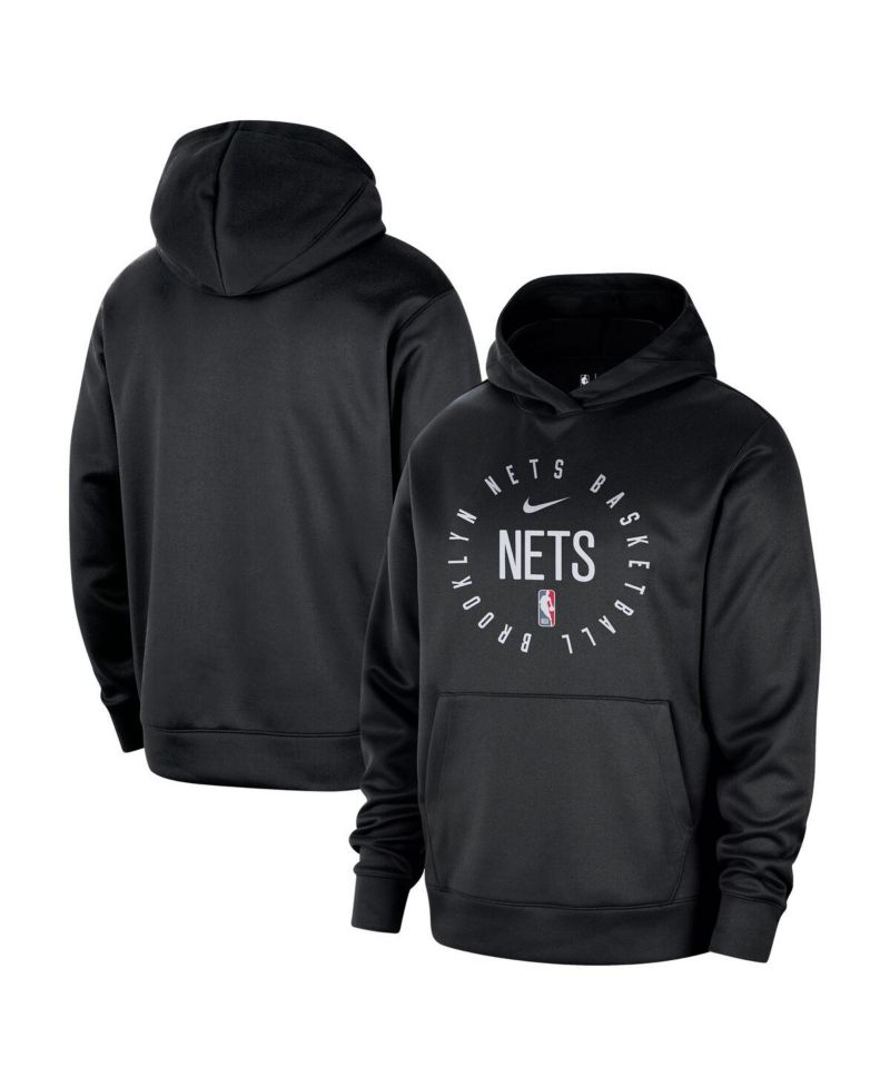 Men's Black Brooklyn Nets 2024/25 Spotlight On-Court Practice Performance Pullover Hoodie