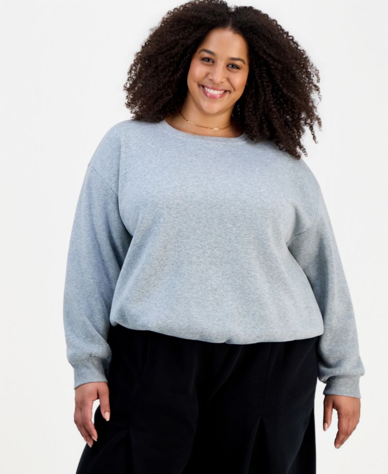 Trendy Plus Size Bubble-Hem Sweatshirt