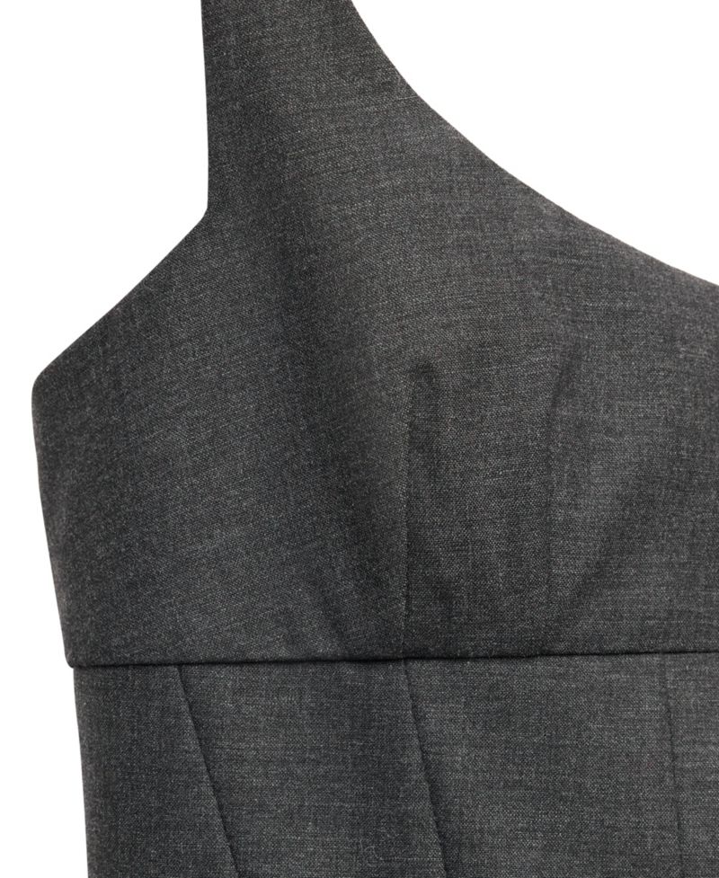 Women's Selection Scoop Neck Fitted Midi Slit Wool-Blend Dress