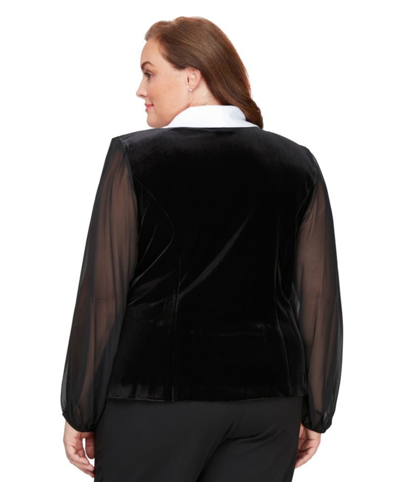 Plus Size Velvet Side Button Top