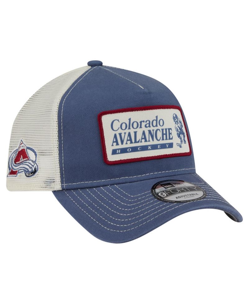 Men's Navy/White Colorado Avalanche Skater Patch A-Frame 9FORTY Adjustable Trucker Hat