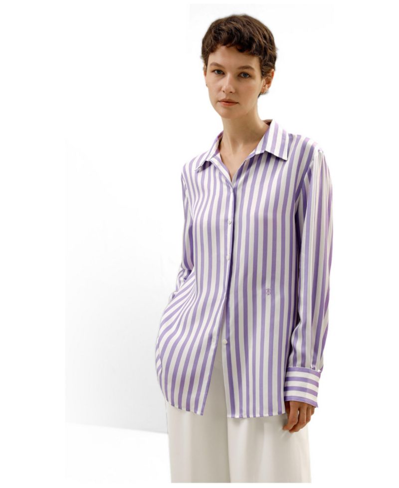 Women's Classic Striped Silk Regular Fit Shirt