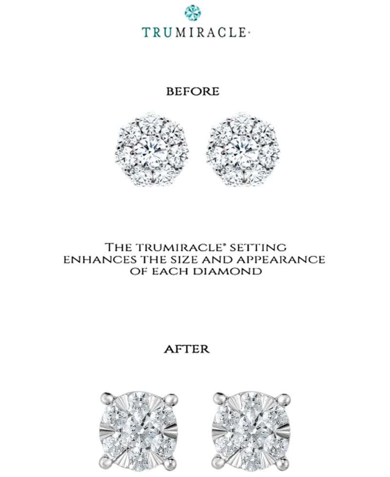 Diamond (1/2 to 2 ct. t.w.) Stud Earrings in 14k White Gold