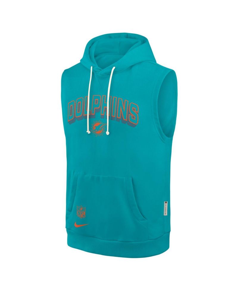 Men's Aqua Miami Dolphins Sideline Performance Sleeveless Pullover Hoodie