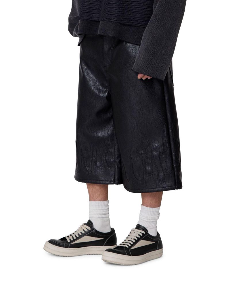 Men's Ultra Baggy Leather Flame Shorts
