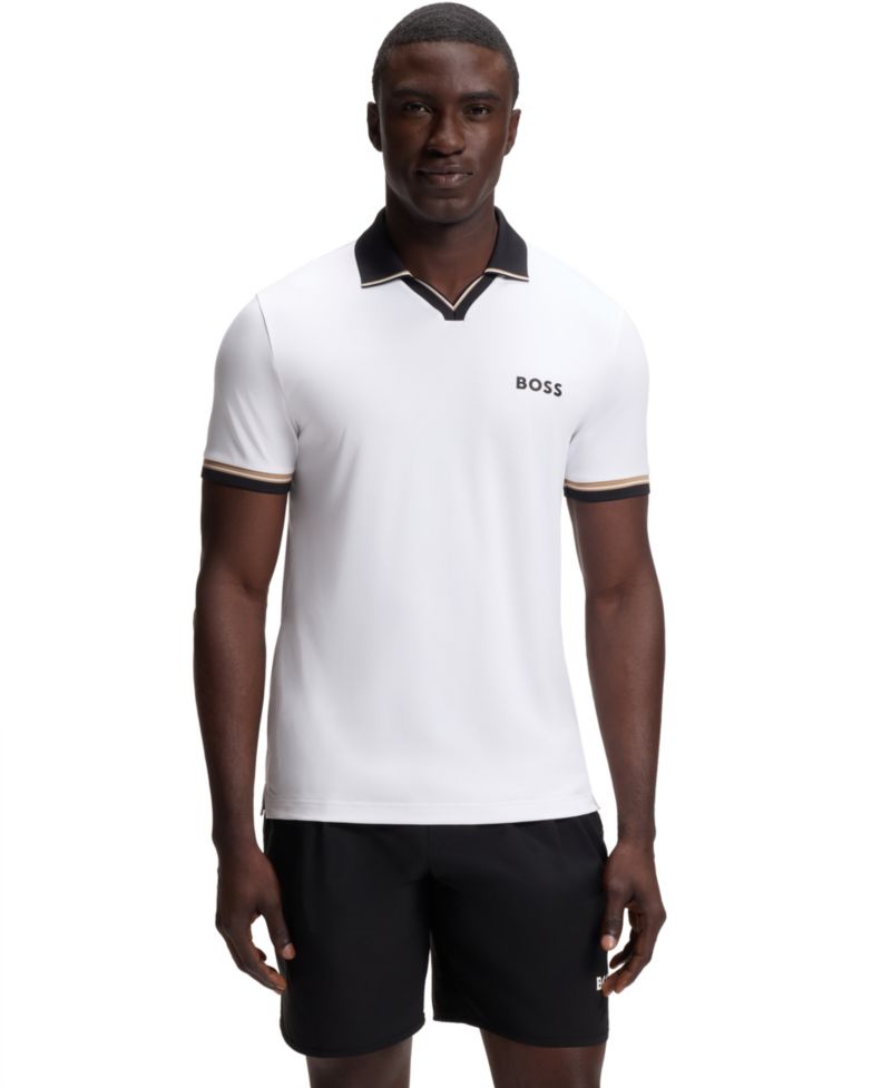 Men's Signature-Stripe Active Slim-Fit Polo Shirt