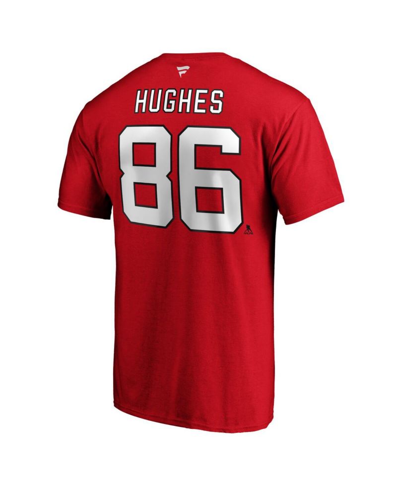 Men's Jack Hughes Red New Jersey Devils Big and Tall Name and Number T-shirt