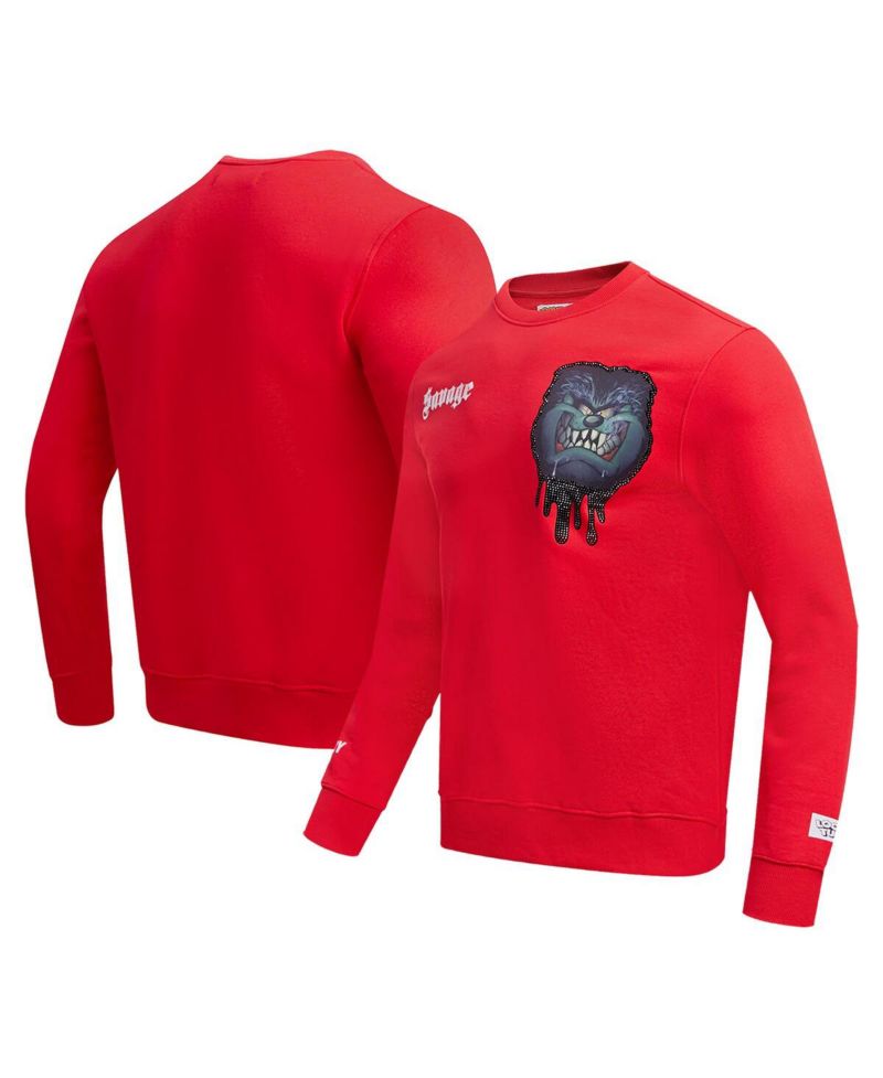 Men's and Women's Red Looney Tunes Taz Savage Horror Pullover Sweatshirt