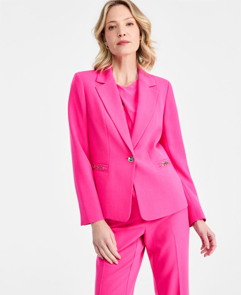 Petite Women's One-Button Chain-Trim Blazer