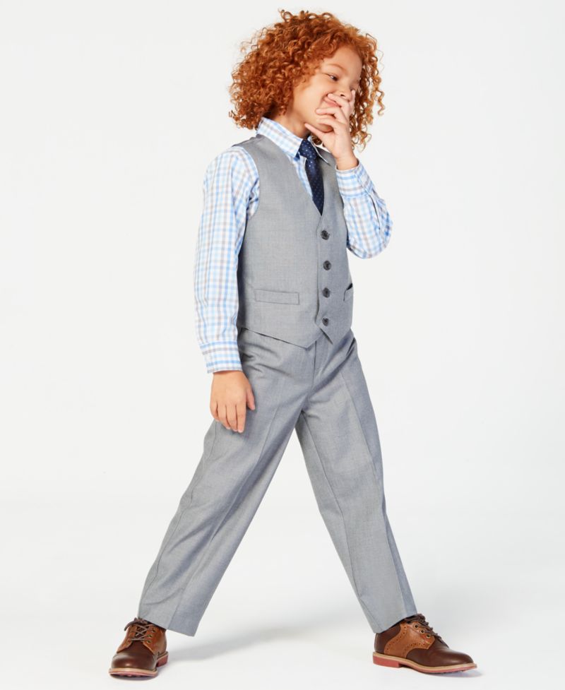3-Pc. Machine Washable Sharkskin Vest, Shirt & Pants Set, Toddler and Little Boys