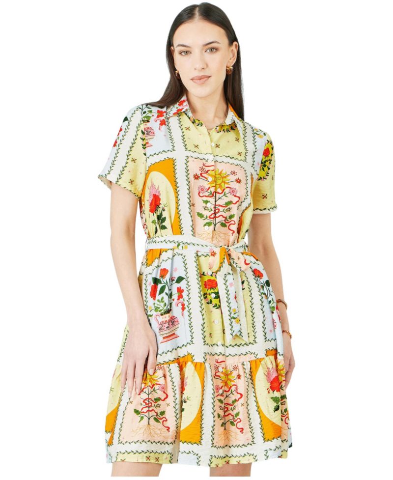 Women's Sun Patchwork Print Shirt Dress