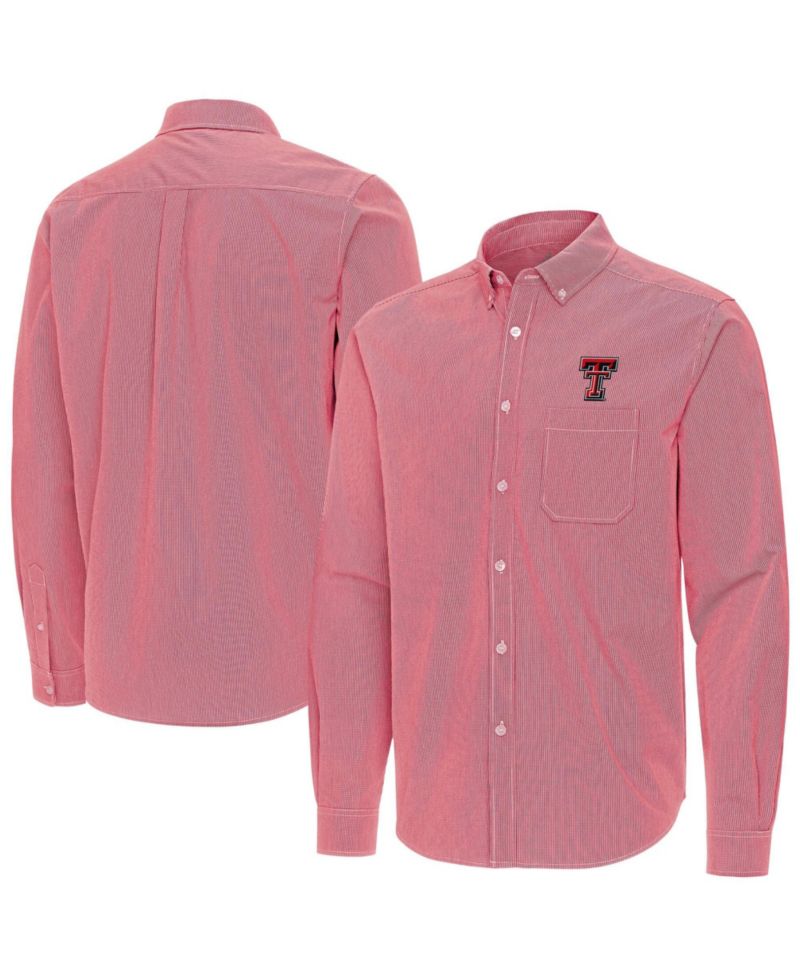 Men's Red Texas Tech Red Raiders Porter Woven Tri-Blend Long Sleeve Button-Down Shirt