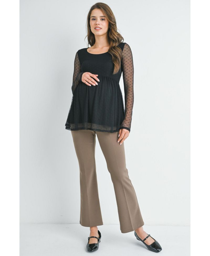 Maternity Swiss-Dot Empire-Waist Babydoll Top