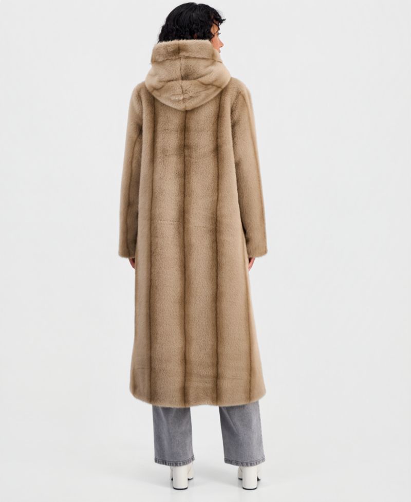 Women's Maxi Hooded Faux Fur Coat