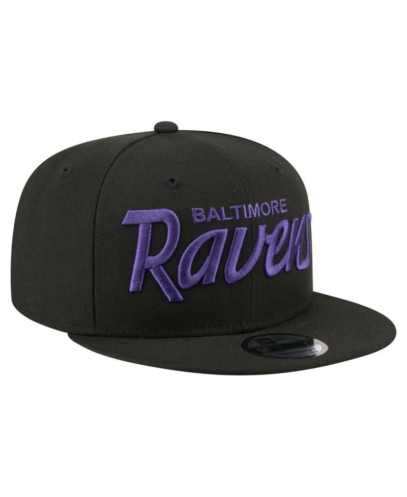 Men's Black Baltimore Ravens Core Team Script 9FIFTY Snapback Hat