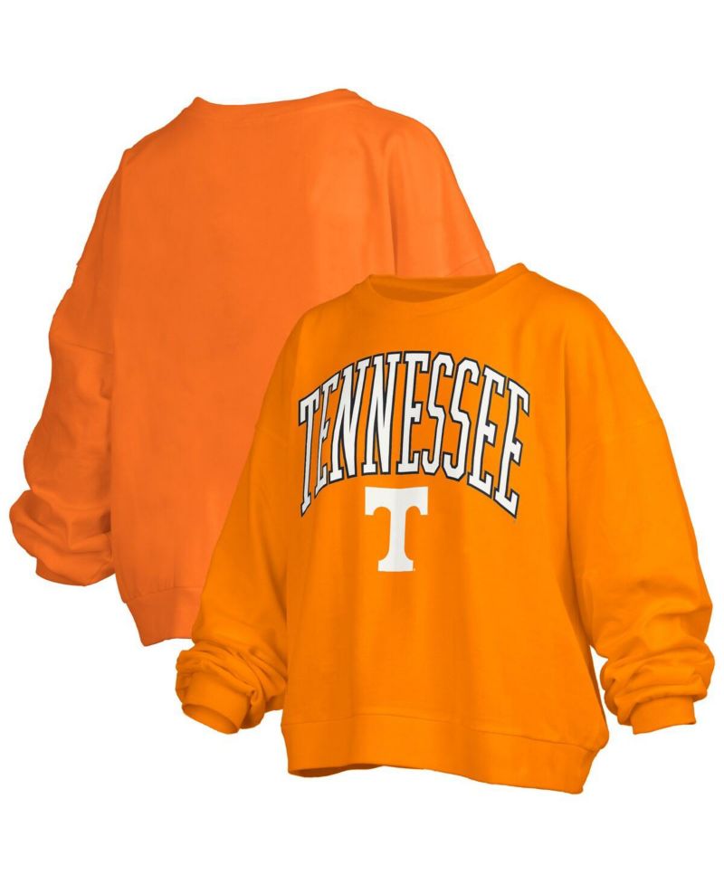 Women's Tennessee Orange Tennessee Volunteers Janise Arch Over Logo Waist Length Oversized Pullover Sweatshirt