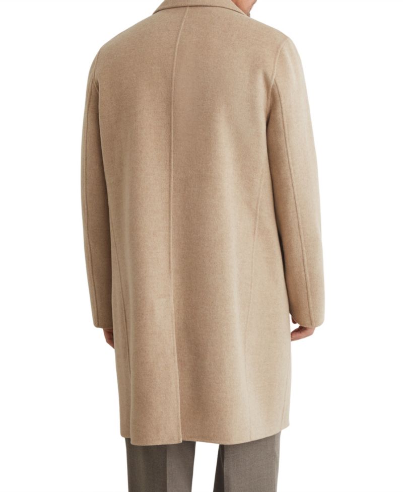 Men's Knight Single-Breasted Wool-Blend Brushed Overcoat