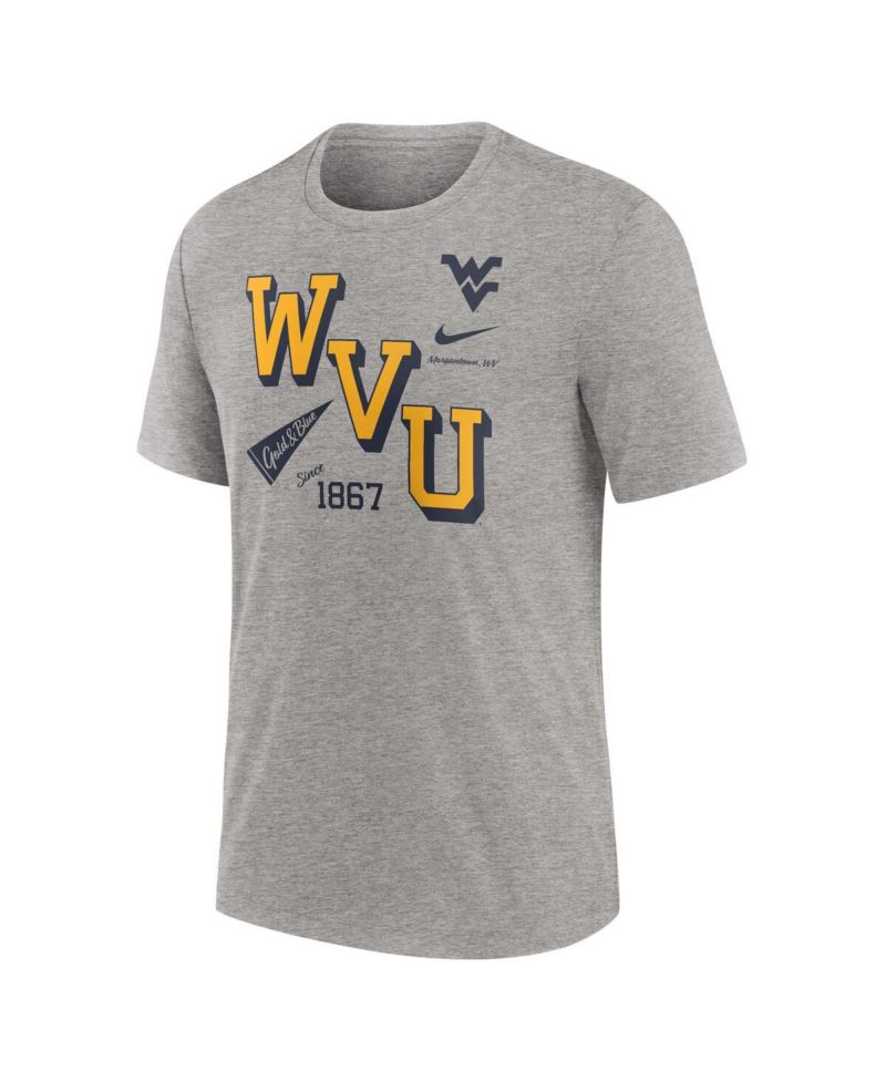 Men's Heather Gray West Virginia Mountaineers Blitz Roll Call Tri-Blend T-Shirt