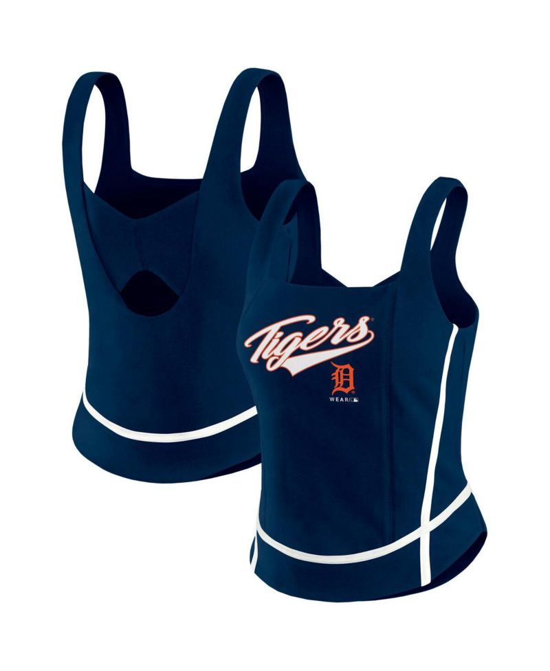Women's Navy Detroit Tigers Square Neck Tank Top